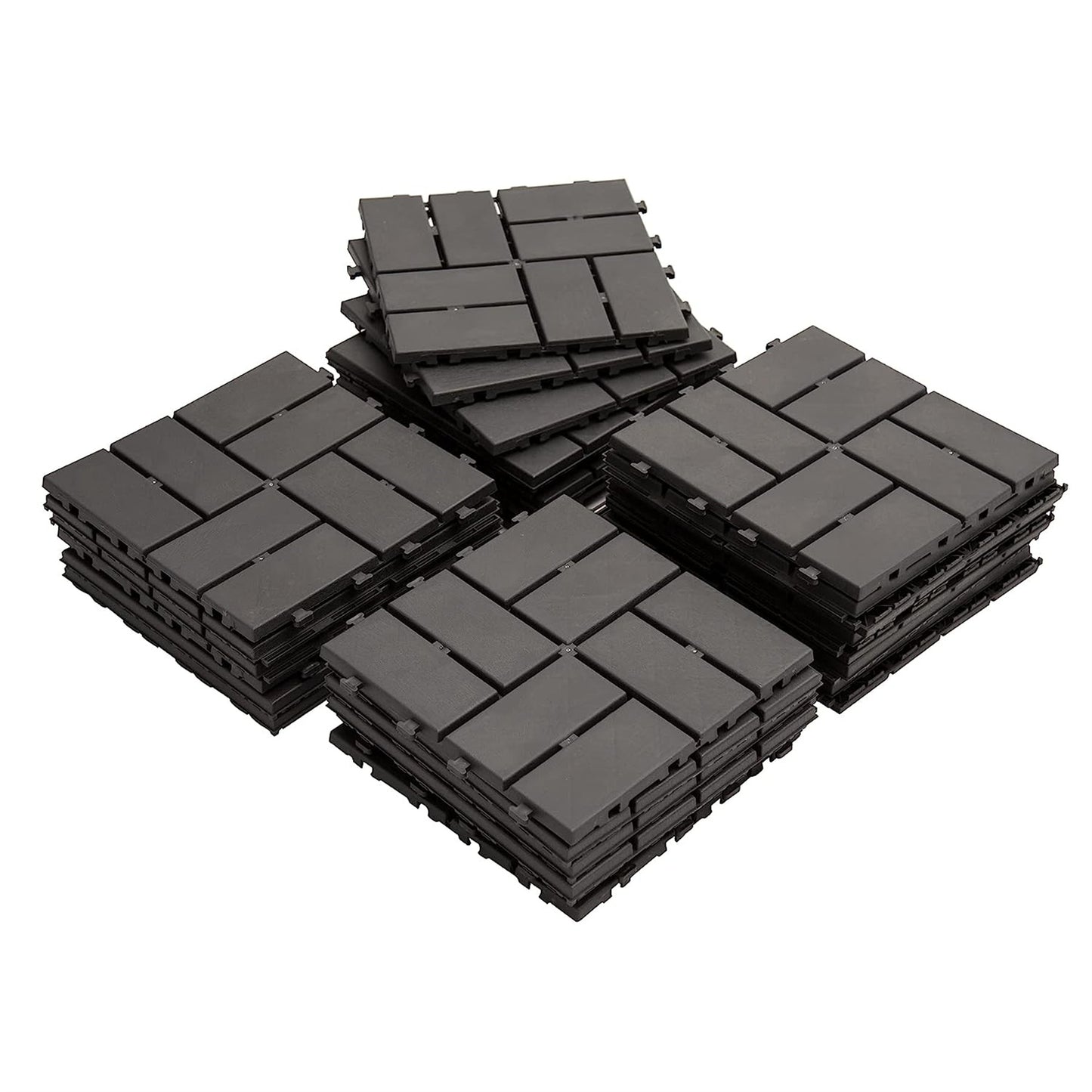 Phyfalip 12 x 12 in Gray Interlocking Composite Deck Tiles Pack of 27 Waterproof Non Slip Outdoor Flooring for Patio Balcony Porch Backyard