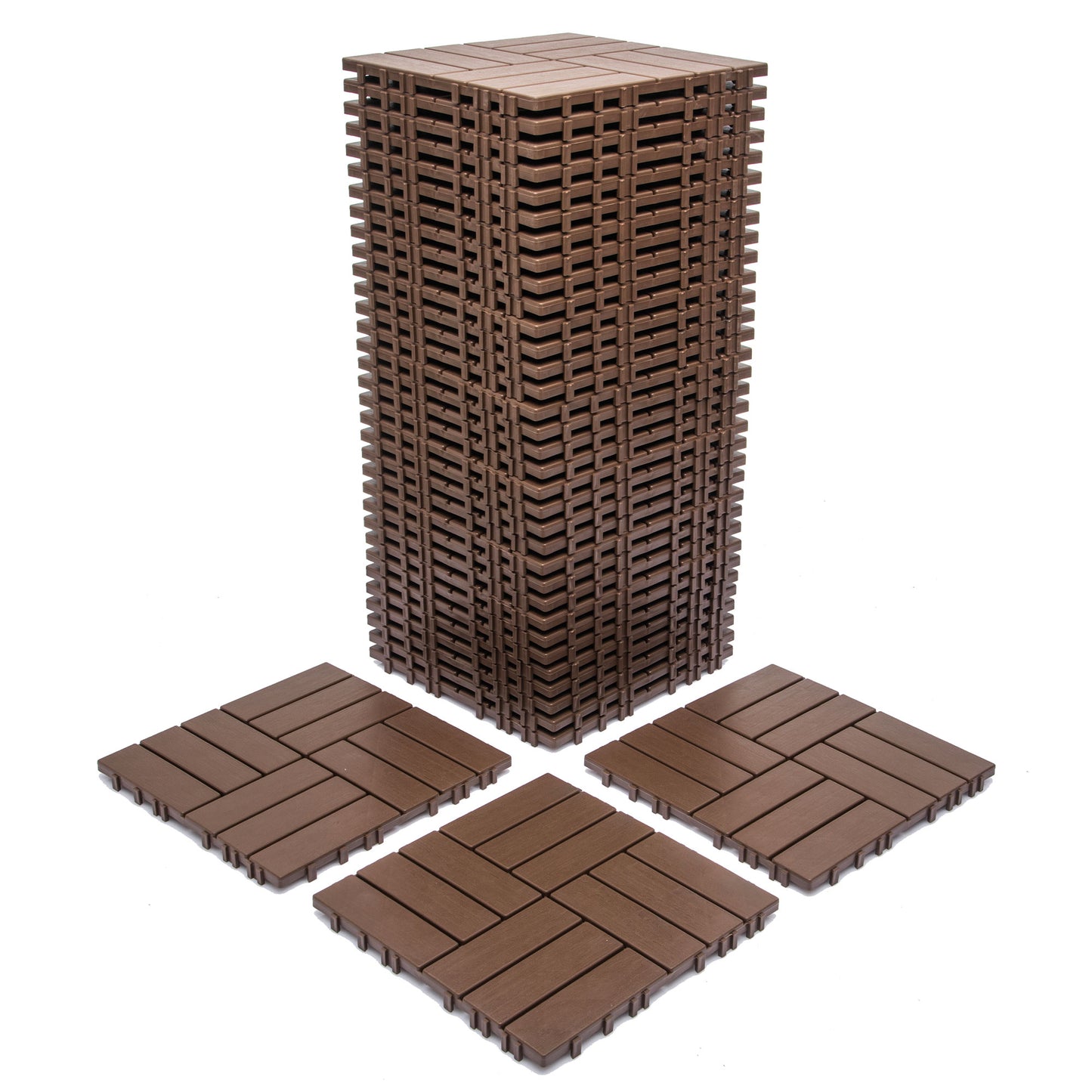 Phyfalip 68 Pack 11.42 x 11.42 Inch Plastic Interlocking Deck Tiles 61.60 Sq Ft Durable Waterproof All Weather Indoor Outdoor Eco Friendly Flooring