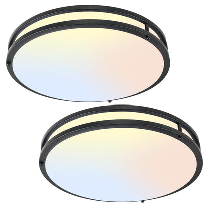 Vrbgify 16 inch LED flush mount ceiling light fixture 50W 5CCT 2700K 3000K 4000K 5000K 6500K dimmable black for kitchen hallway bathroom bedroom 2 pack