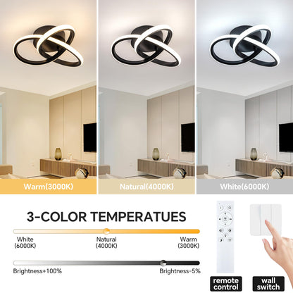 Vrbgify 10 Inch Black LED Ceiling Light 24W Dimmable Fixture with Remote Control Adjustable 3000K to 6000K for Bedroom Entryway Hallway Kitchen 1 Piece