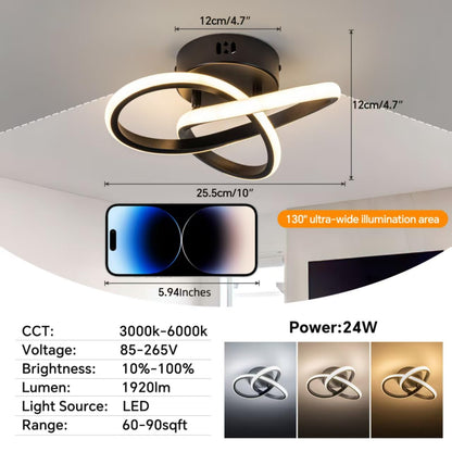 Vrbgify 10 Inch Black LED Ceiling Light 24W Dimmable Fixture with Remote Control Adjustable 3000K to 6000K for Bedroom Entryway Hallway Kitchen 1 Piece
