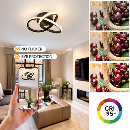 Vrbgify 10 Inch Black LED Ceiling Light 24W Dimmable Fixture with Remote Control Adjustable 3000K to 6000K for Bedroom Entryway Hallway Kitchen 1 Piece
