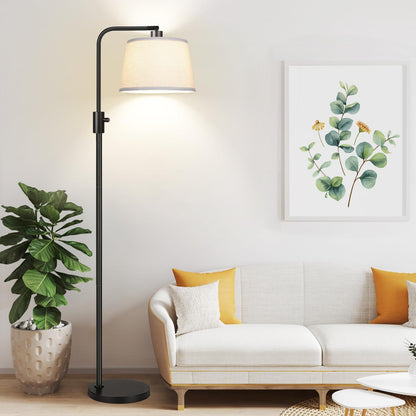 Vrbgify Dimmable LED Floor Lamp 1000 Lumens Arc Standing Lamp with Linen Shade Rotary Switch Adjustable Head 4.1FT 1 Piece Black