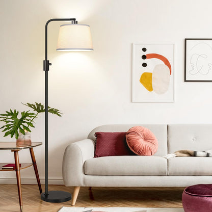 Vrbgify Dimmable LED Floor Lamp 1000 Lumens Arc Standing Lamp with Linen Shade Rotary Switch Adjustable Head 4.1FT 1 Piece Black
