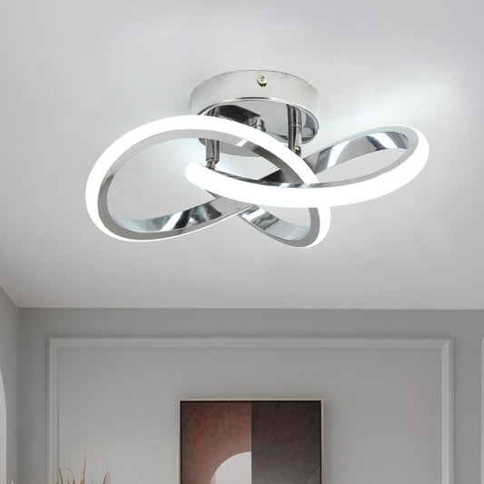 Vrbgify Modern LED Ceiling Light Acrylic Chrome Frame 6000K Cool White 22W 110V 1 Piece 9.5 x 9.5 x 3.5 Inch for Bedroom Kitchen Bathroom Hallway