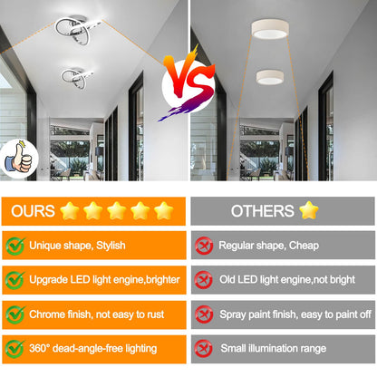 Vrbgify Modern LED Ceiling Light Acrylic Chrome Frame 6000K Cool White 22W 110V 1 Piece 9.5 x 9.5 x 3.5 Inch for Bedroom Kitchen Bathroom Hallway