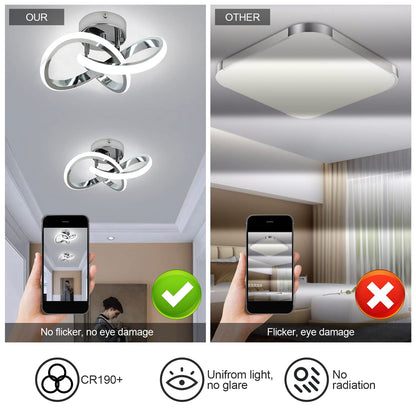 Vrbgify Modern LED Ceiling Light Acrylic Chrome Frame 6000K Cool White 22W 110V 1 Piece 9.5 x 9.5 x 3.5 Inch for Bedroom Kitchen Bathroom Hallway