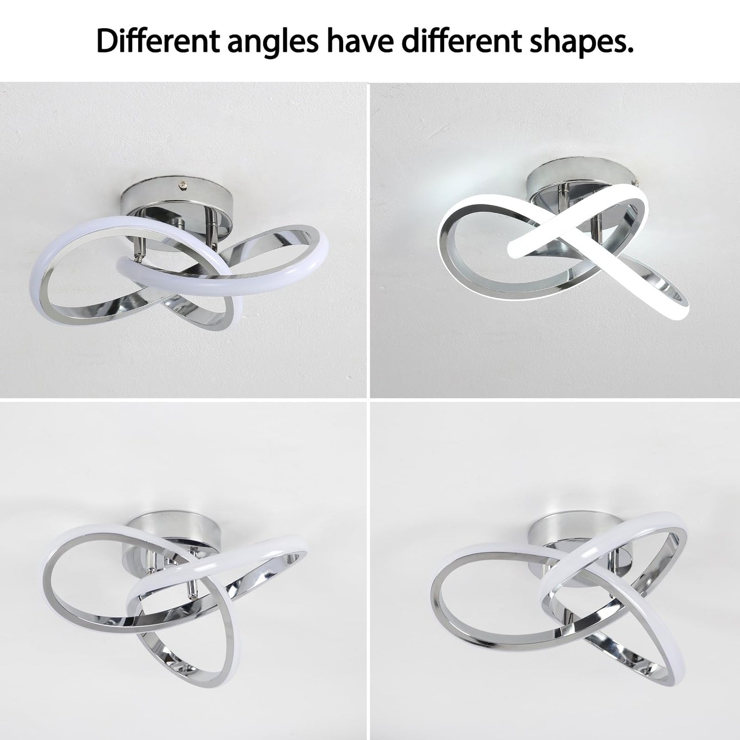 Vrbgify Modern LED Ceiling Light Acrylic Chrome Frame 6000K Cool White 22W 110V 1 Piece 9.5 x 9.5 x 3.5 Inch for Bedroom Kitchen Bathroom Hallway