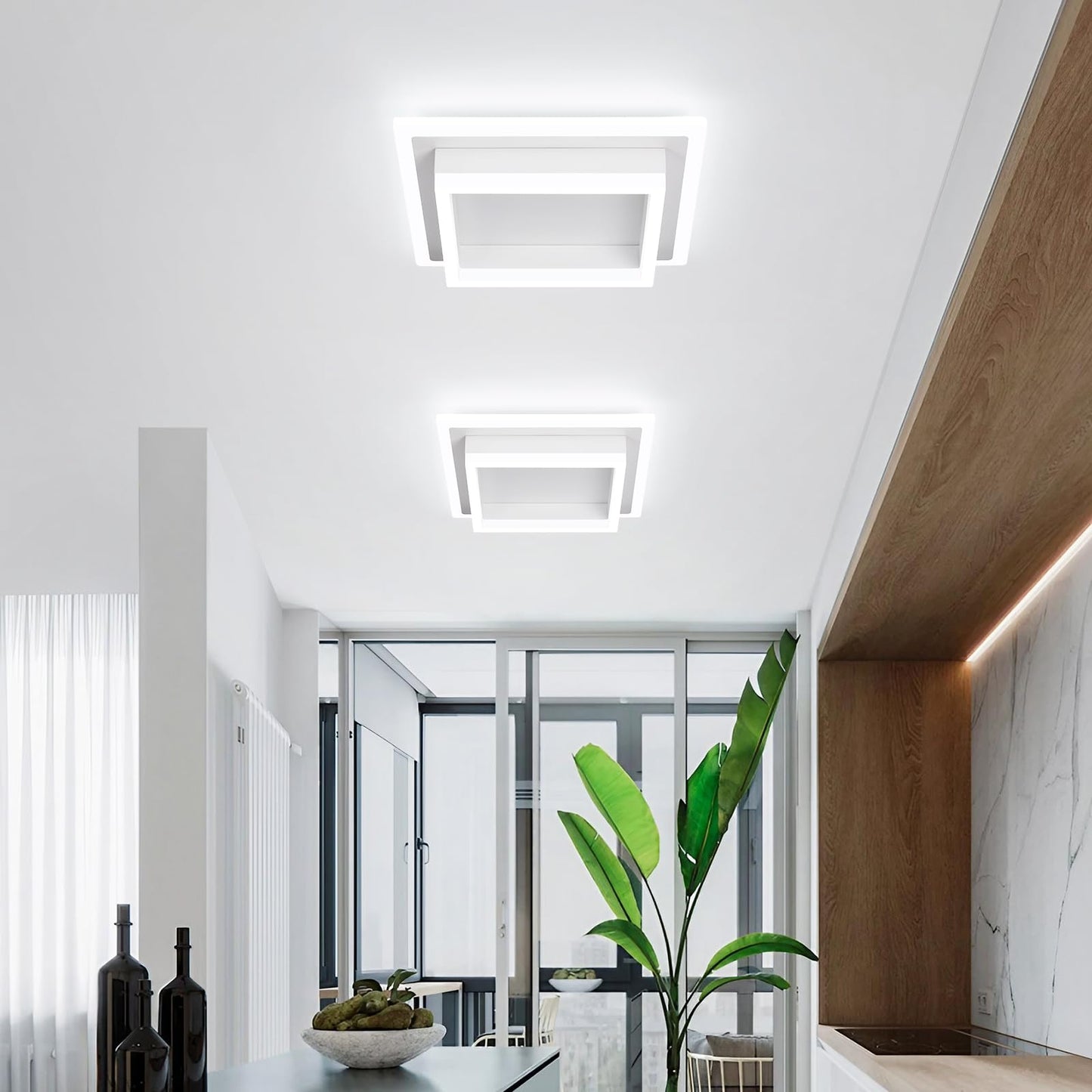 Vrbgify 1 Piece 32W Modern LED Flush Mount Ceiling Light White 10.62 x 10.62 x 3.54 Inch 6000K Cool White Acrylic Fixture for Bedroom Kitchen Hallway
