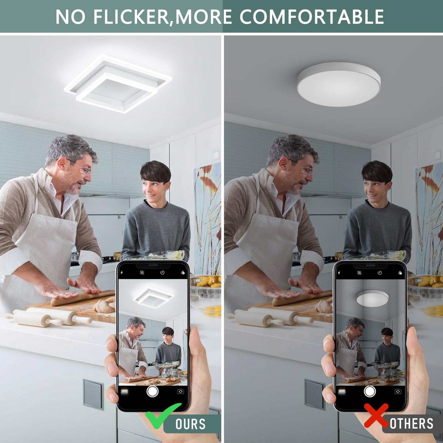 Vrbgify 1 Piece 32W Modern LED Flush Mount Ceiling Light White 10.62 x 10.62 x 3.54 Inch 6000K Cool White Acrylic Fixture for Bedroom Kitchen Hallway