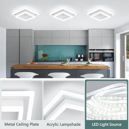 Vrbgify 1 Piece 32W Modern LED Flush Mount Ceiling Light White 10.62 x 10.62 x 3.54 Inch 6000K Cool White Acrylic Fixture for Bedroom Kitchen Hallway