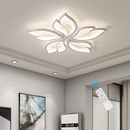 Vrbgify Five Leaf 23.6 in Dimmable LED Flush Mount Ceiling Light with Remote Control Adjustable 3000K to 6500K White Acrylic Fixture 1 Piece