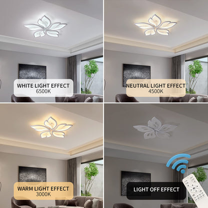 Vrbgify Five Leaf 23.6 in Dimmable LED Flush Mount Ceiling Light with Remote Control Adjustable 3000K to 6500K White Acrylic Fixture 1 Piece
