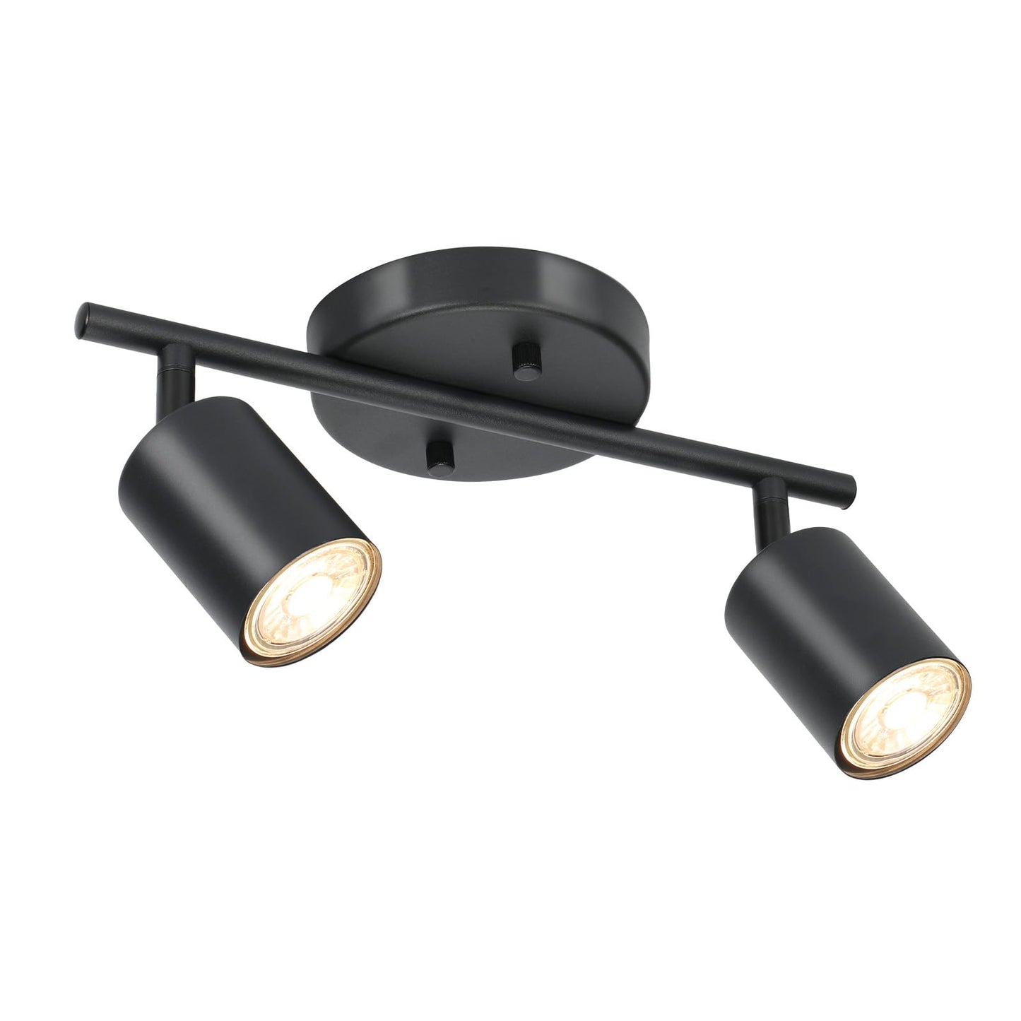 Vrbgify Matte Black LED 2 Light Track Lighting Kit 2 Way Adjustable Ceiling Spotlights GU10 Base Rotates 350 Degrees 4.7 in Canopy 1 Kit