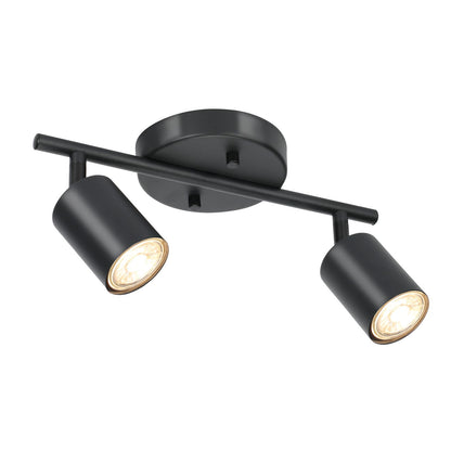 Vrbgify Matte Black LED 2 Light Track Lighting Kit 2 Way Adjustable Ceiling Spotlights GU10 Base Rotates 350 Degrees 4.7 in Canopy 1 Kit