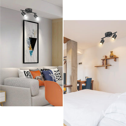 Vrbgify Matte Black LED 2 Light Track Lighting Kit 2 Way Adjustable Ceiling Spotlights GU10 Base Rotates 350 Degrees 4.7 in Canopy 1 Kit