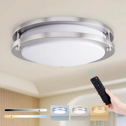 Vrbgify 13 Inch LED Flush Mount Ceiling Light 24W Dimmable 3000K to 6000K Adjustable Color Temperature Remote Control Hardwired 1 Piece