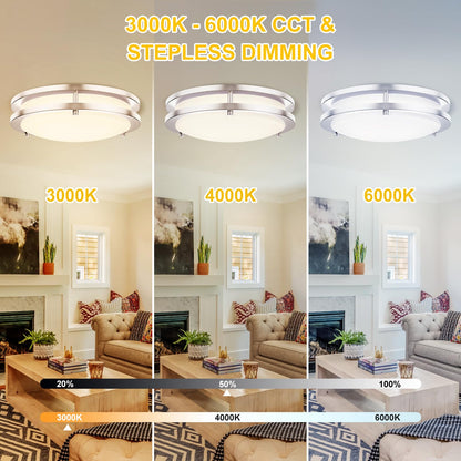 Vrbgify 13 Inch LED Flush Mount Ceiling Light 24W Dimmable 3000K to 6000K Adjustable Color Temperature Remote Control Hardwired 1 Piece