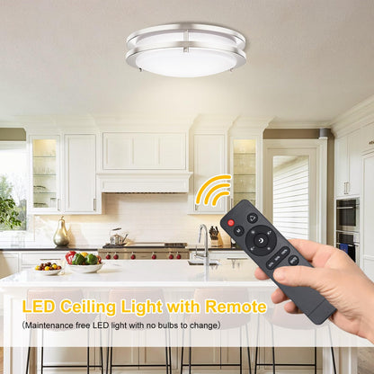 Vrbgify 13 Inch LED Flush Mount Ceiling Light 24W Dimmable 3000K to 6000K Adjustable Color Temperature Remote Control Hardwired 1 Piece