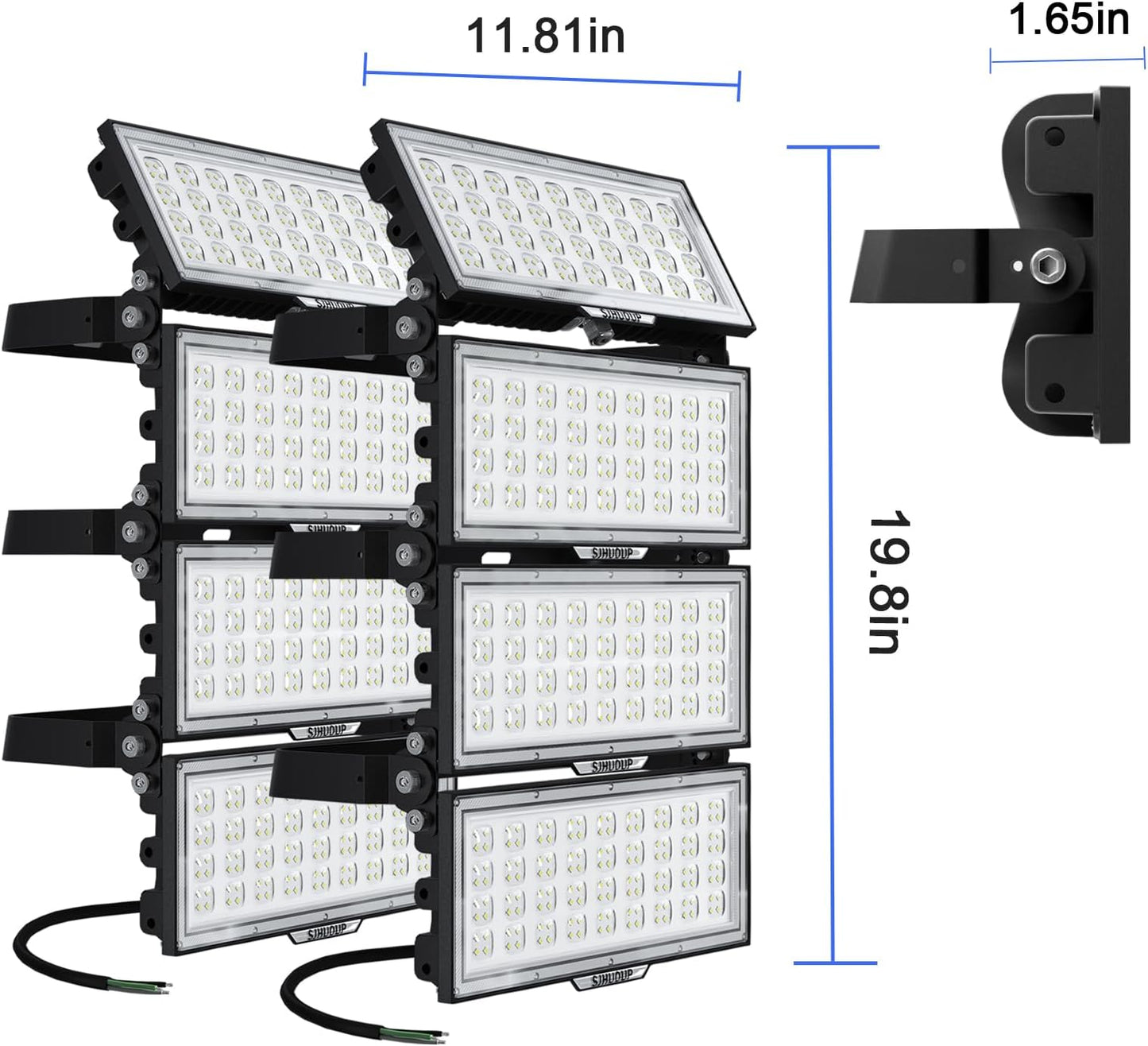 Vrbgify 800W LED Stadium Lights 2 Pack 104000 Lumen Outdoor Floodlights 6500K Daylight IP67 Waterproof 100-277V 6KV Surge for Sports Fields