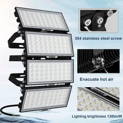 Vrbgify 800W LED Stadium Lights 2 Pack 104000 Lumen Outdoor Floodlights 6500K Daylight IP67 Waterproof 100-277V 6KV Surge for Sports Fields