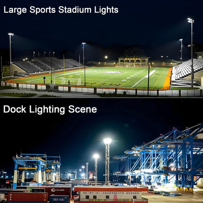 Vrbgify 800W LED Stadium Lights 2 Pack 104000 Lumen Outdoor Floodlights 6500K Daylight IP67 Waterproof 100-277V 6KV Surge for Sports Fields