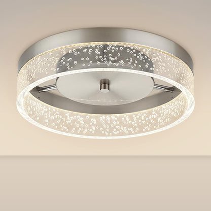Vrbgify 12 Inch LED Flush Mount Ceiling Light Fixture Brushed Nickel Crystal Acrylic Shade 20W 1500 Lumens 4000K Dimmable 1 Piece