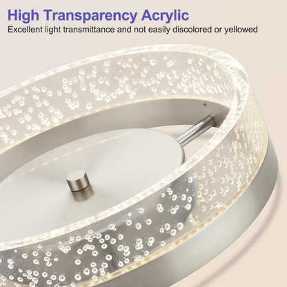 Vrbgify 12 Inch LED Flush Mount Ceiling Light Fixture Brushed Nickel Crystal Acrylic Shade 20W 1500 Lumens 4000K Dimmable 1 Piece