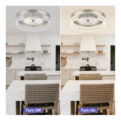 Vrbgify 12 Inch LED Flush Mount Ceiling Light Fixture Brushed Nickel Crystal Acrylic Shade 20W 1500 Lumens 4000K Dimmable 1 Piece