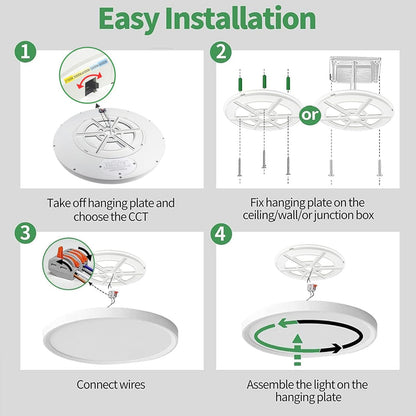 Vrbgify 6 Pack 12 Inch LED Flush Mount Ceiling Light 24W 2520 Lumens CCT Selectable 2700K to 6000K Dimmable Slim Round Panel for Ceiling