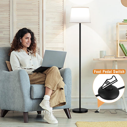 Vrbgify 1 Piece Black Modern Floor Lamp Adjustable 10 to 100 Percent Brightness Remote Control Foot Switch LED Bulb 3000K to 6000K Easy Assembly