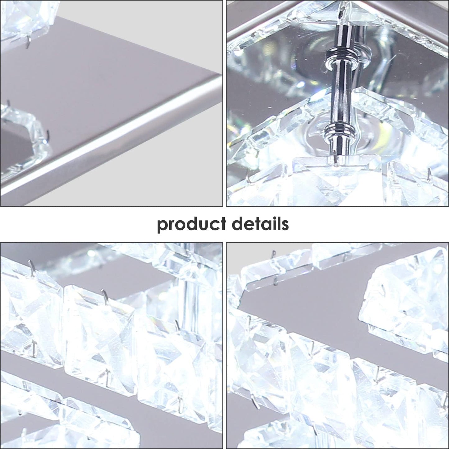 Vrbgify 2 Layer LED Crystal Ceiling Light 30W 110V Flush Mount Fixture Cool White 4500K to 6000K 9.8 Inch Canopy for Hallway Kitchen Bathroom 1 Piece