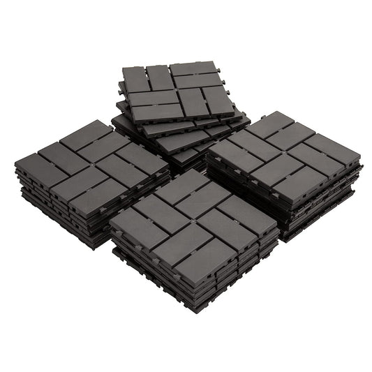 Phyfalip 12 x 12 in Gray Interlocking Composite Deck Tiles Pack of 27 Waterproof Non Slip Outdoor Flooring for Patio Balcony Porch Backyard