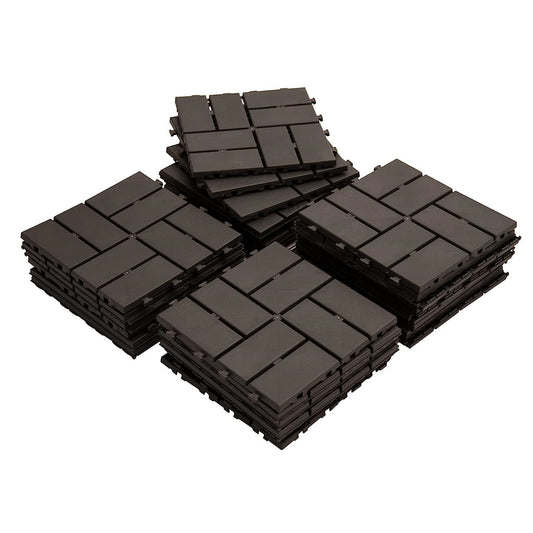 Phyfalip 12x12 inch Interlocking Composite Deck Tiles Brown Pack of 27 Waterproof Non Slip Outdoor Flooring for Patio Balcony Porch Backyard