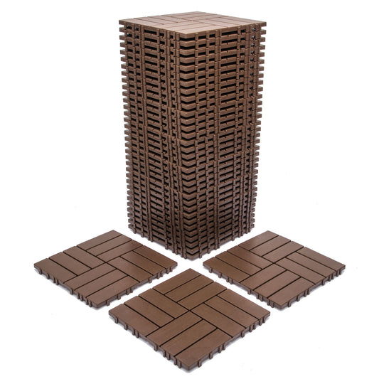 Phyfalip 68 Pack 11.42 x 11.42 Inch Plastic Interlocking Deck Tiles 61.60 Sq Ft Durable Waterproof All Weather Indoor Outdoor Eco Friendly Flooring